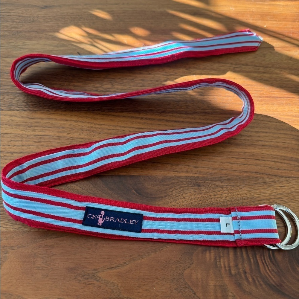CK Bradley Tally Ho Designs Striped Cloth Belt red and blue Large